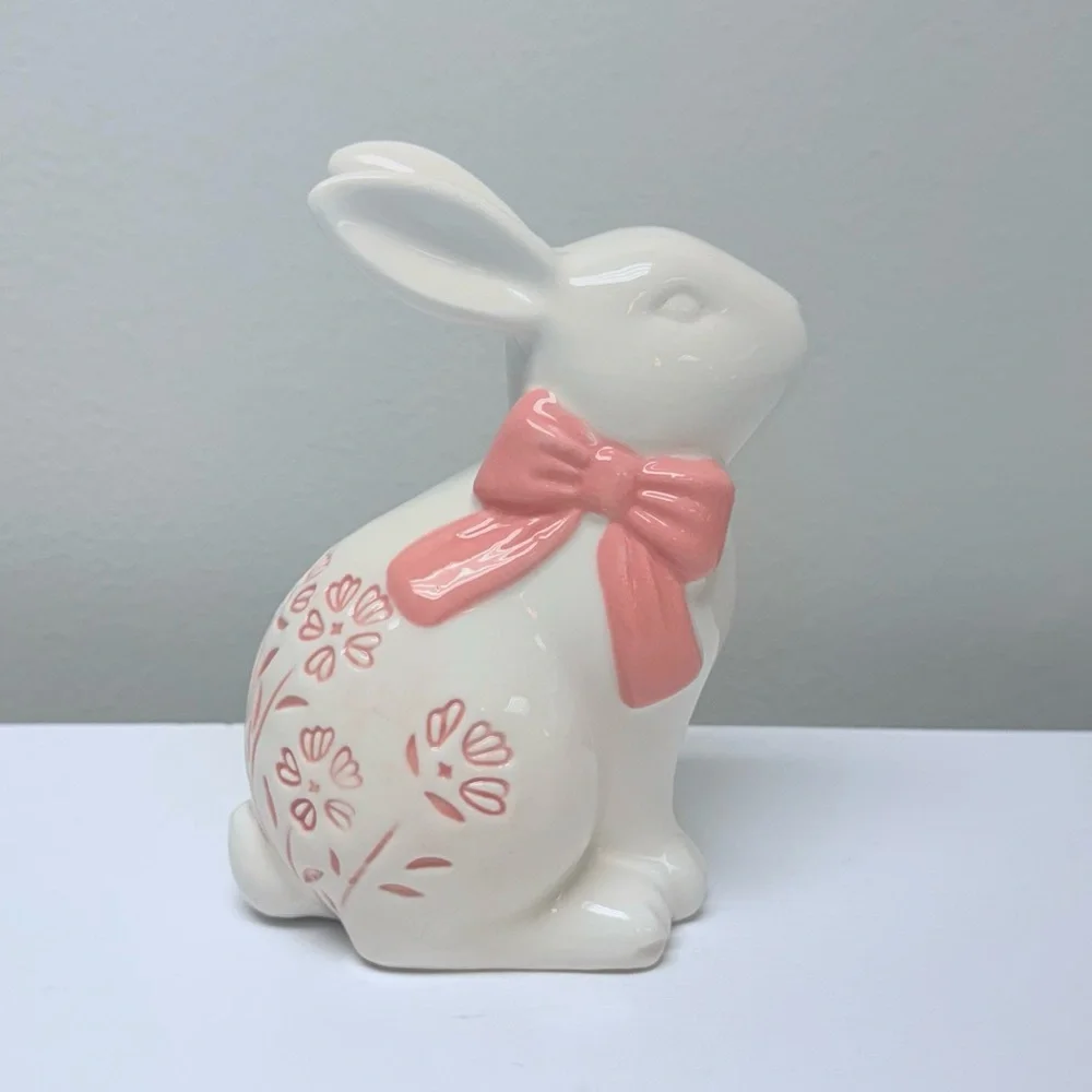 New! Target Bullseye Playground White Ceramic Bunny with Pink Floral & Bow, 2026